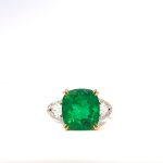 6.2ct Cushion Green Emerald Ring