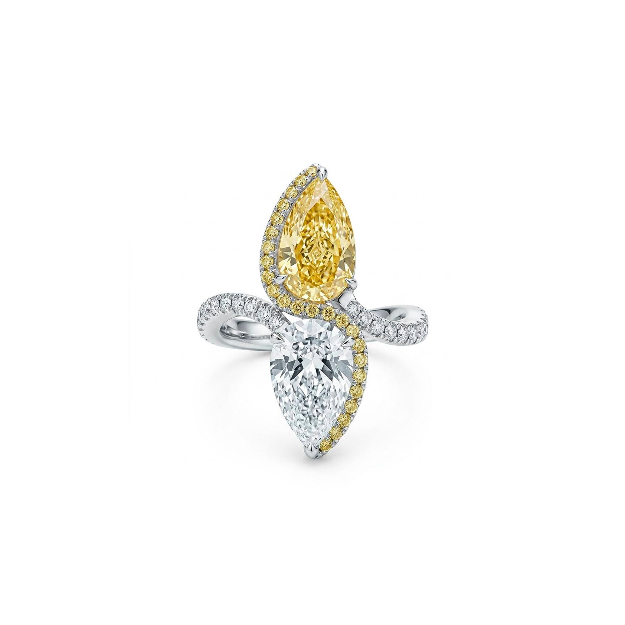IMG_4365 2ct Each Duo-Color Pear Shape Diamond Ring - Image 1