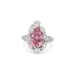 2ct Pear Shape Fancy Light Purplish Pink Ring