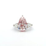 7.78ct Fancy Pink Pear 3 Stones Ring