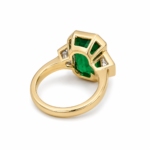 7.87ct Zambian Green Emerald Step-Cut Multistone Ring - Image 3