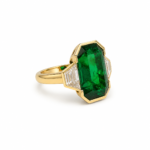7.87ct Zambian Green Emerald Step-Cut Multistone Ring - Image 2