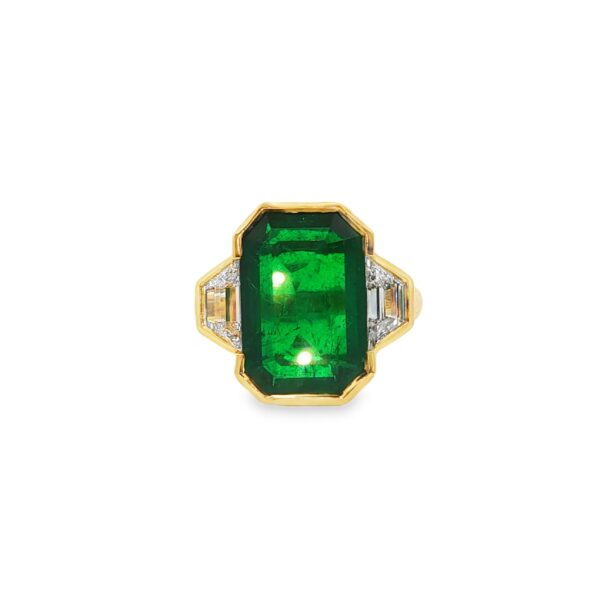 7.87ct Zambian Green Emerald Step-Cut Multistone Ring