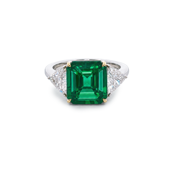 4.86 Zambian Emerald Three-Stone Ring