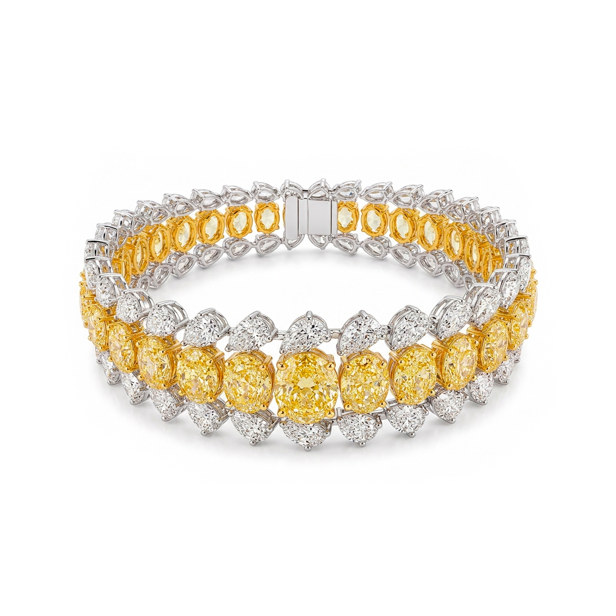 1-4 11.42ct White Diamond and 15.26ct Yellow Diamond Bracelet - Image 1