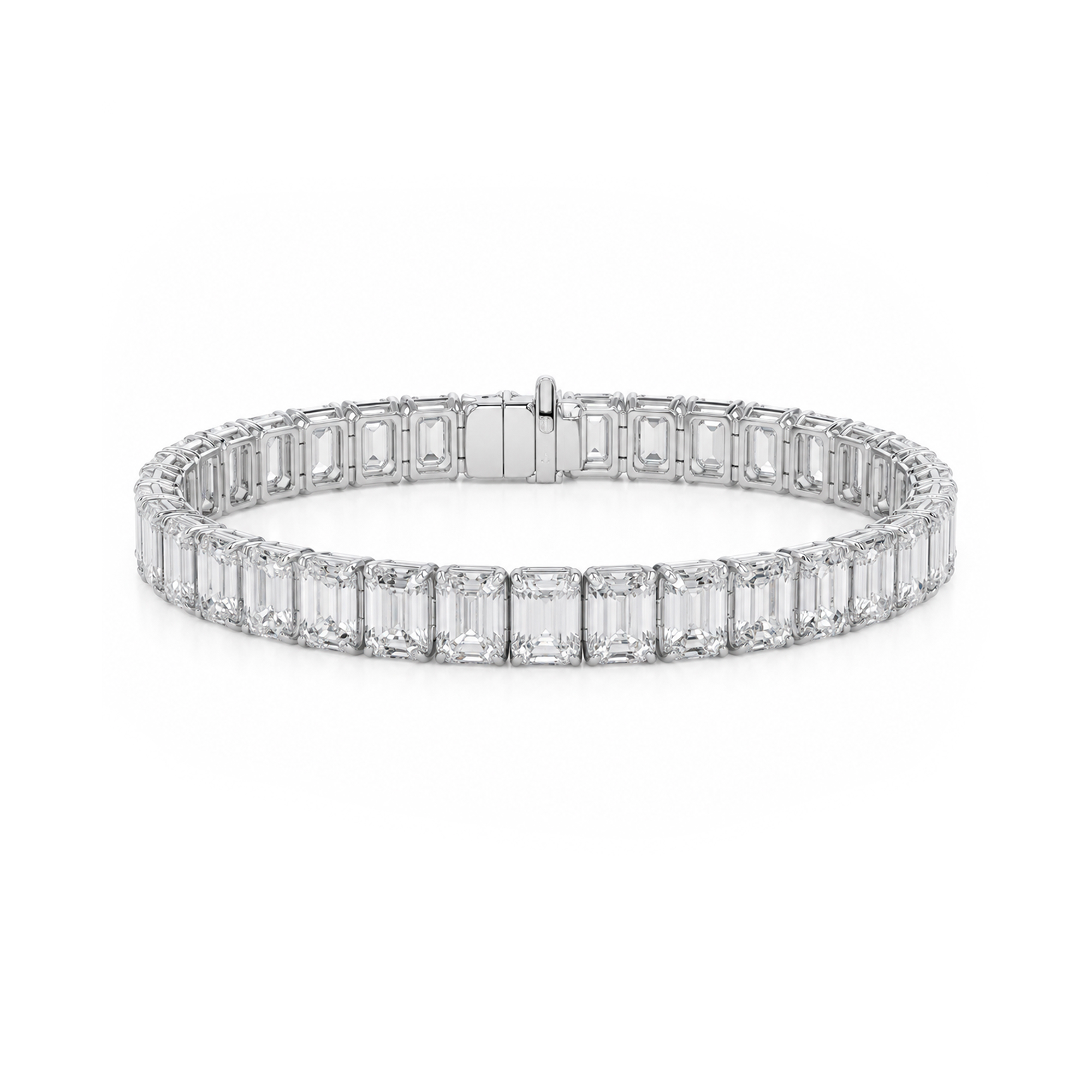 1-6 32.57ct Emerald Diamond Tennis Bracelet - Image 1