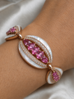 5ct Pink Sapphire 3.93ct Pearls 2.23ct Diamond Bracelet - Image 2