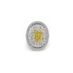 2.02ct Yellow and White Diamond Cocktail Ring