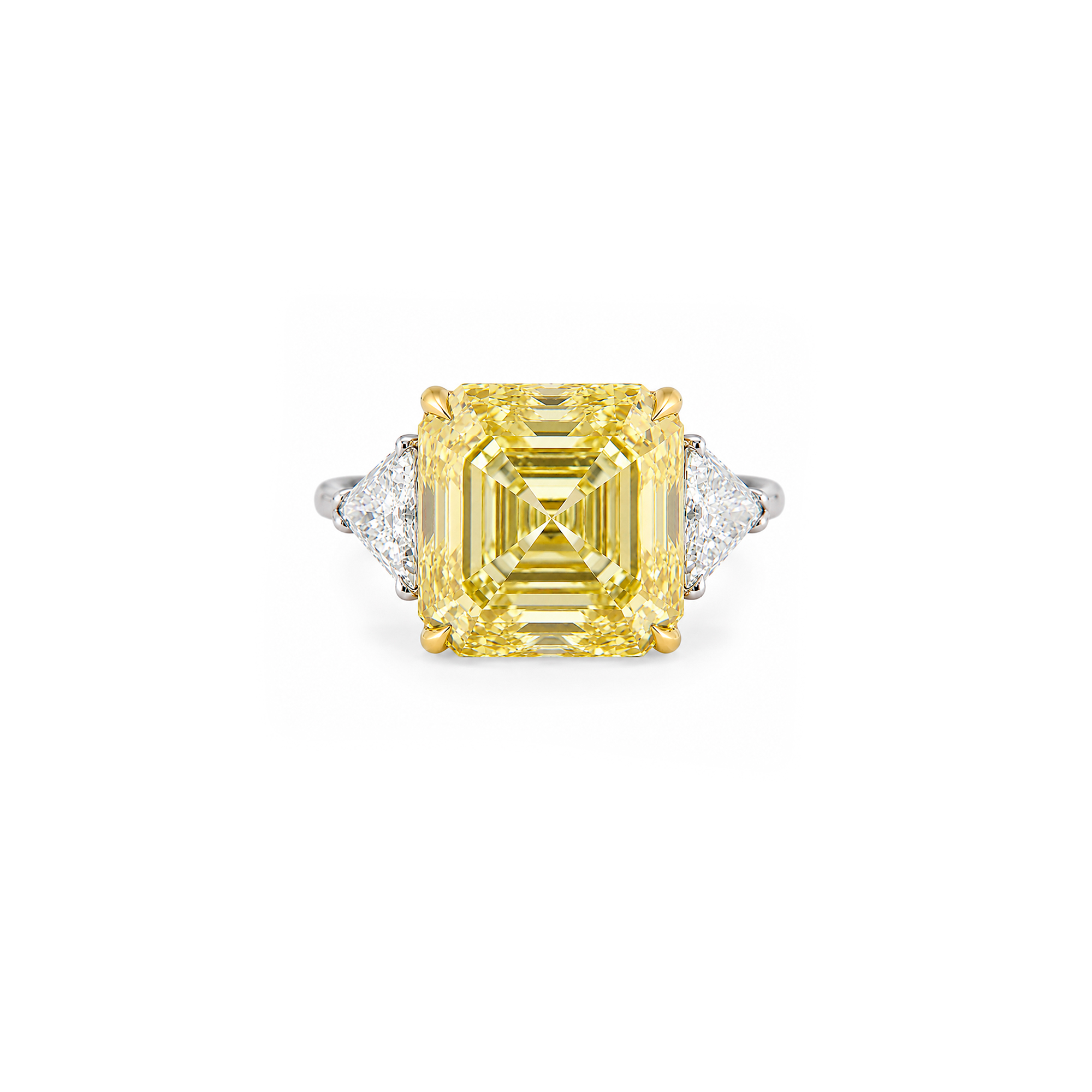 24 10.03ct Asscher Cut Fancy Yellow Ring - Image 1