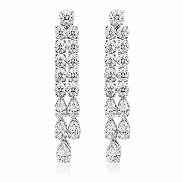 12.71ct White Diamond Drop Earrings