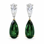 4.65ct & 4.14ct Pear Cut Emerald Drop Earrings