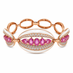 5ct Pink Sapphire 3.93ct Pearls 2.23ct Diamond Bracelet