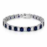 27.06ct Blue Sapphires and Diamonds Tennis Bracelet