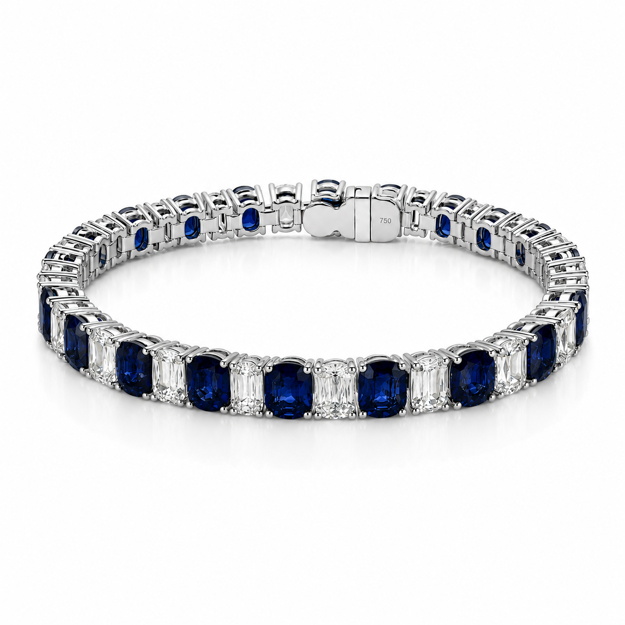 642D9E4A-0A19-429B-B77F-A83E2E776109 27.06ct Blue Sapphires and Diamonds Tennis Bracelet - Image 1