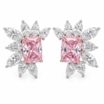 2ct Each Light Pink Cushion Cut Earrings