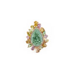 6.03ct Fancy Green Yellow Pear Shape Ring & Pendant