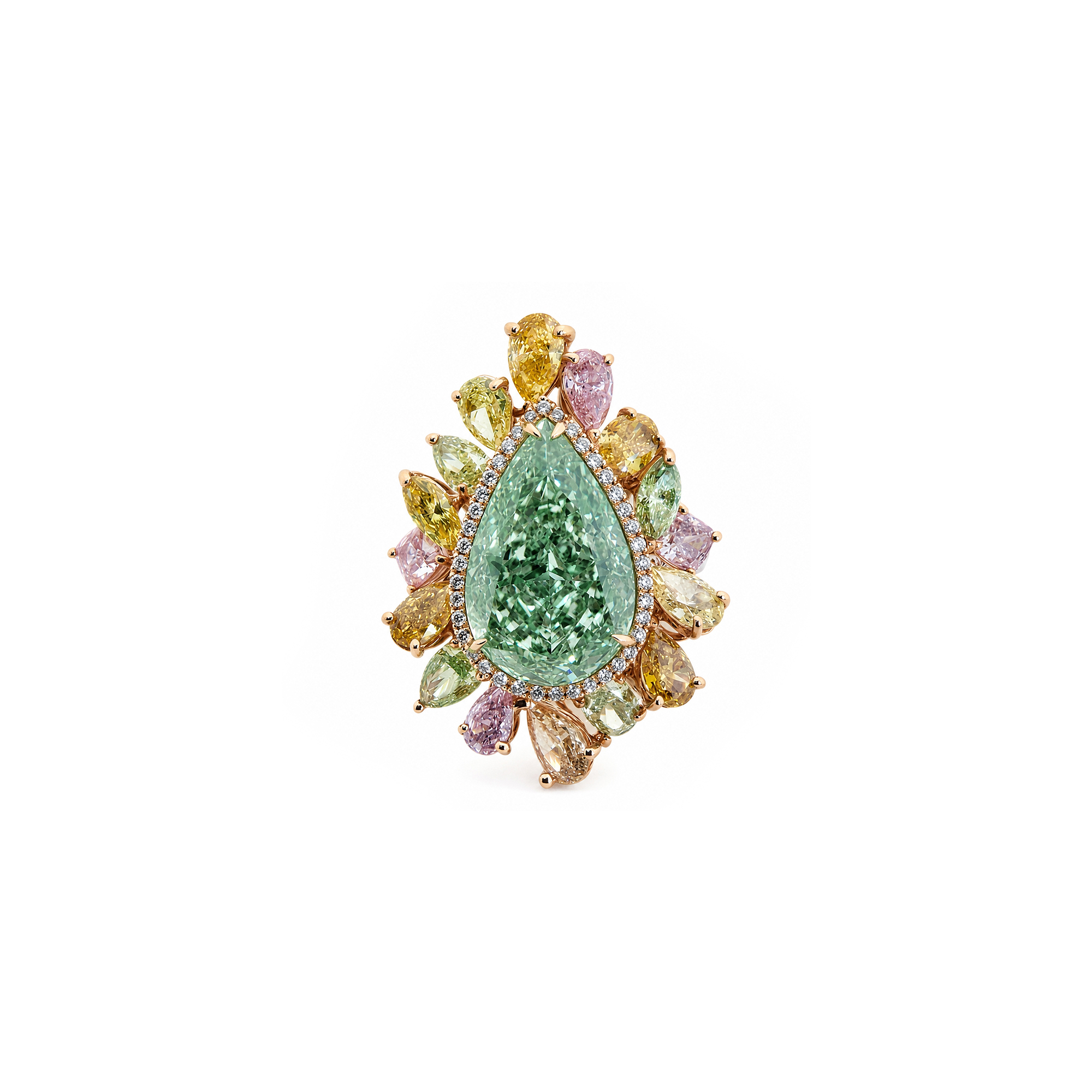 8 6.03ct Fancy Green Yellow Pear Shape Ring & Pendant - Image 1