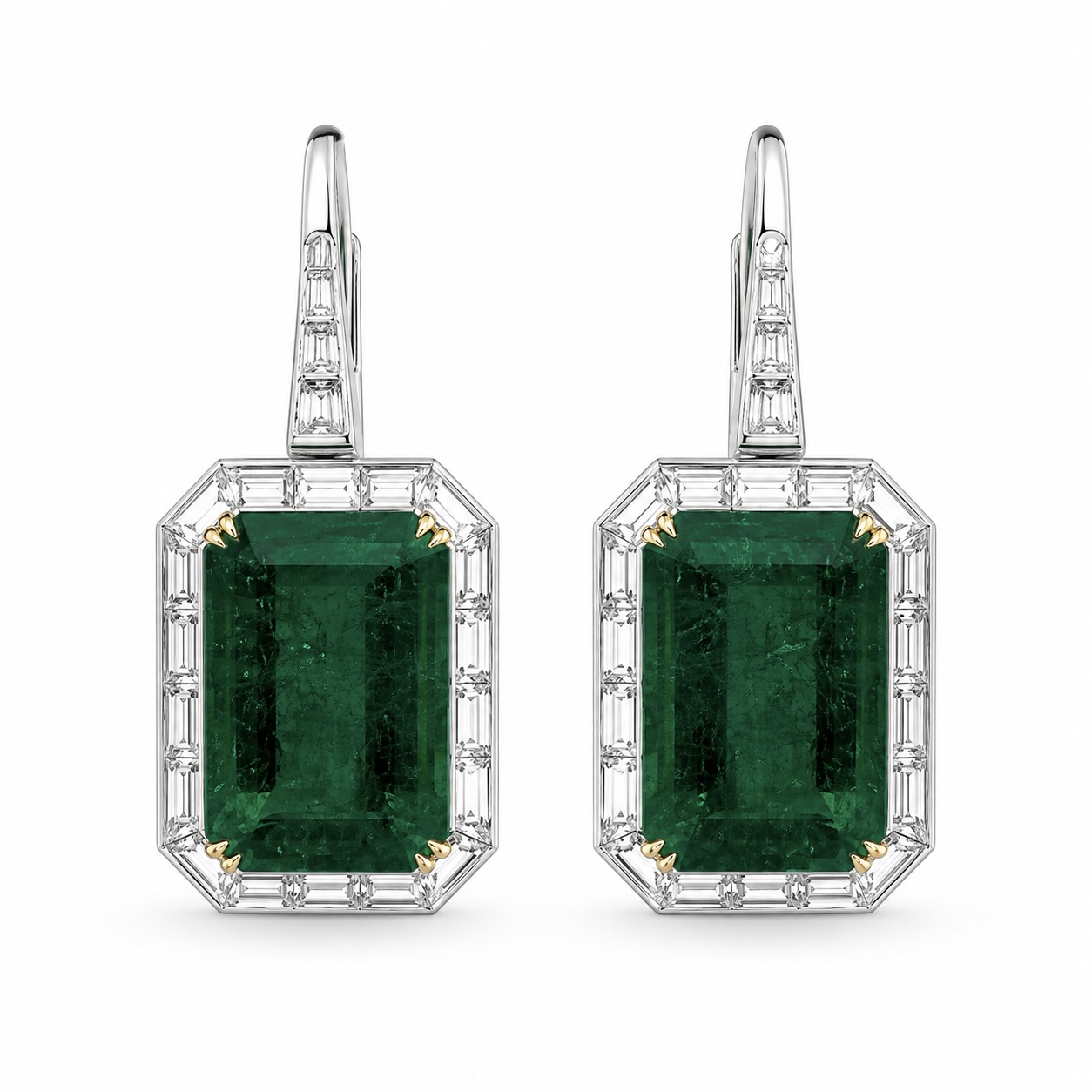 881EFEE1-96A8-48B4-A6DD-9F7A438E62C6 22.82ct & 19.68ct Emerald and Diamond Drop Earrings - Image 1