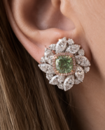 1.5ct Each Fancy Light Green Yellow and White Diamond Earrings - Image 3