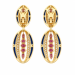 7.01ct Pink Sapphire, 7.37ct Lapis and 3.44ct White Diamonds Drop Earrings - Image 3