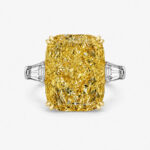 11.10ct Fancy Yellow Cushion Cut Diamond Ring