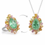 6.03ct Fancy Green Yellow Pear Shape Ring & Pendant - Image 4