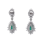 10.56ct Pear-Cut Emerald Halo Drop Earrings - Image 2