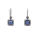 3.36ct & 3.30ct Royal Blue Sapphire Cushion Halo Drop Earrings - Image 2