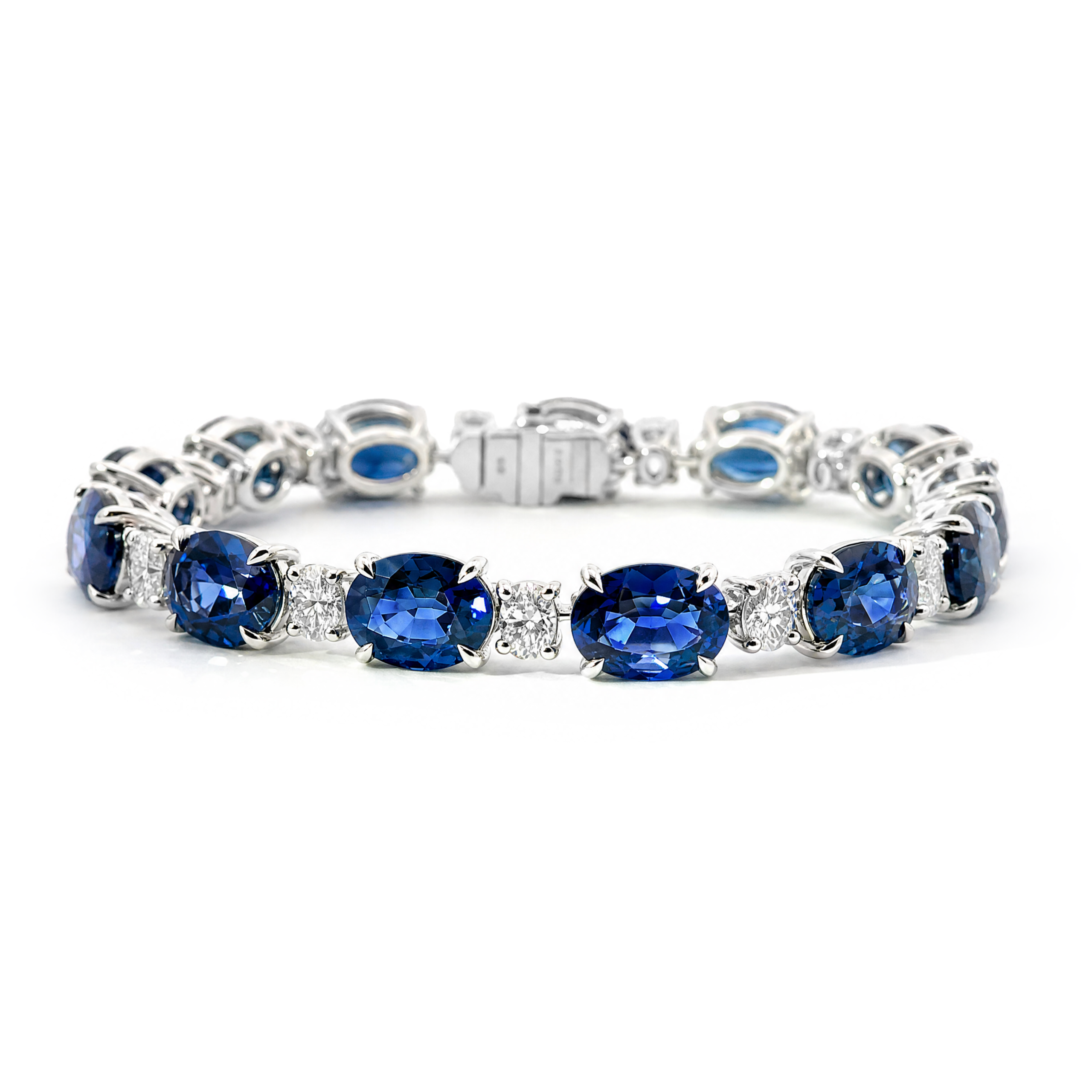 Blue Brace 1-2 31.41ct Sapphire and Diamond Tennis Bracelet - Image 1