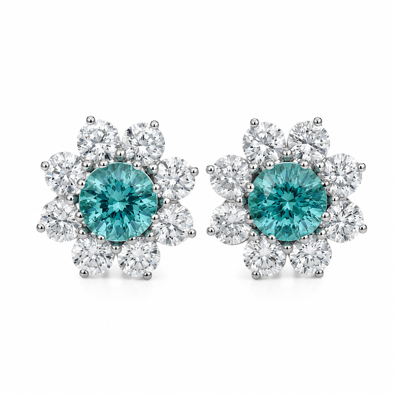 D0D5846B-E4F8-466F-9430-2B67FCE69453 9.14ct Paraiba and Diamond Earrings - Image 1