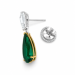 4.65ct & 4.14ct Pear Cut Emerald Drop Earrings - Image 2