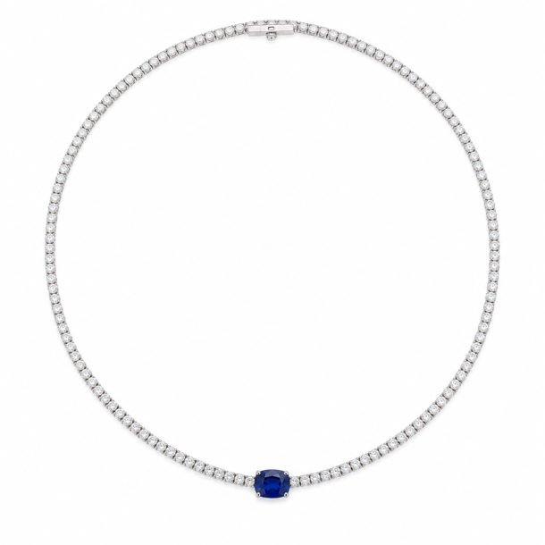 Sapphire and Diamond Tennis Necklace
