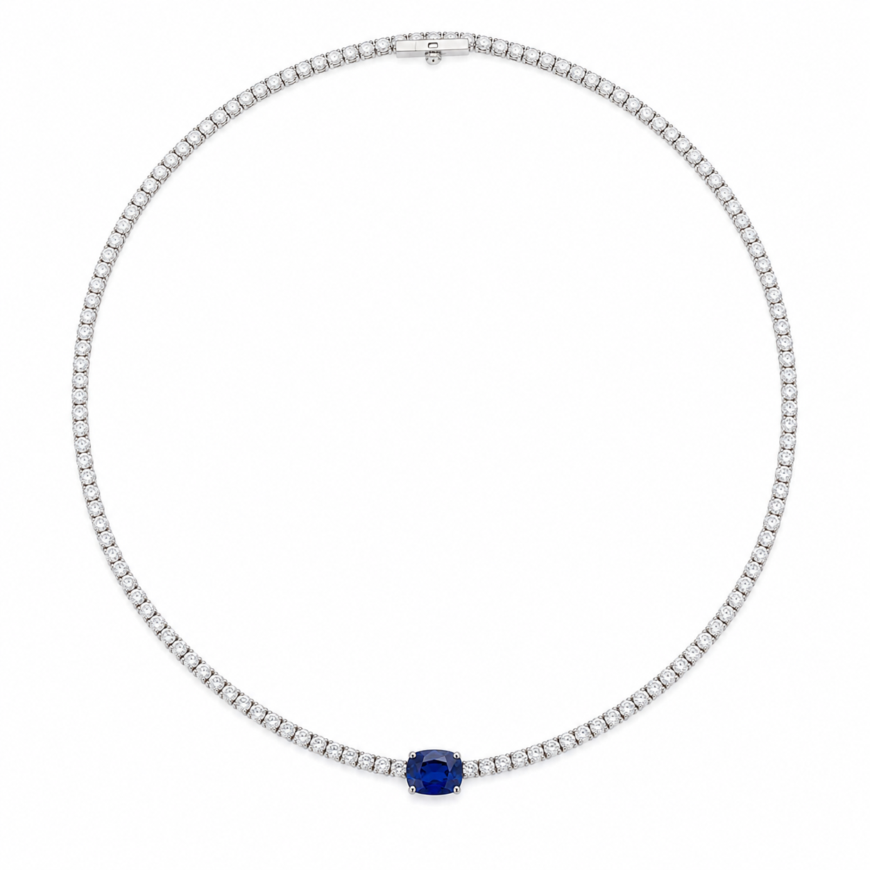 E3D48953-7781-4E5B-83A5-E3BF8C848BF1 Sapphire and Diamond Tennis Necklace - Image 1