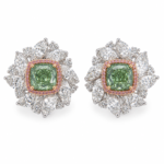 1.5ct Each Fancy Light Green Yellow and White Diamond Earrings