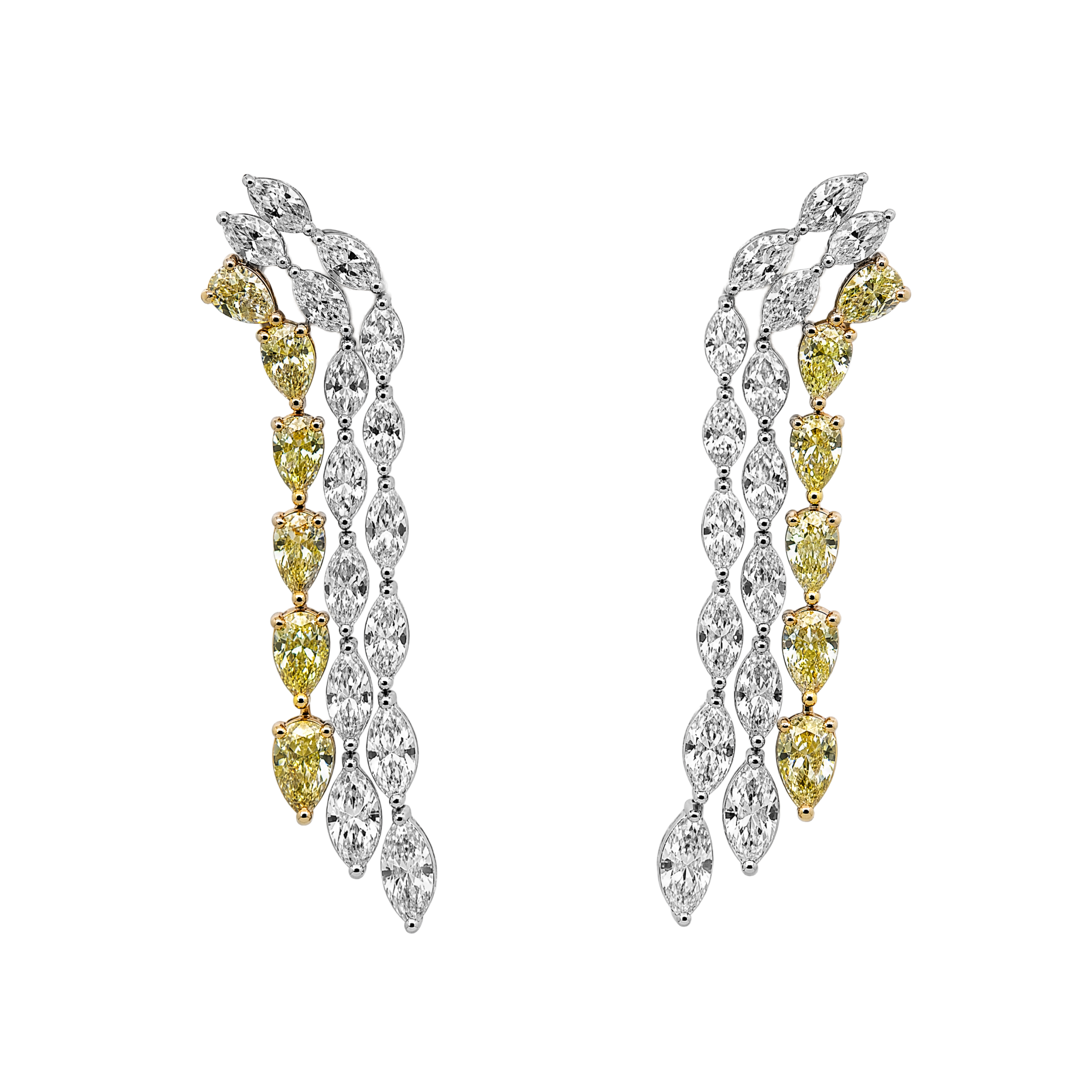 Front1 14.33ct Yellow Diamond Cascading Earrings - Image 1