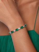 15.78ct Green Emerald and Diamond Tennis Bracelet - Image 2