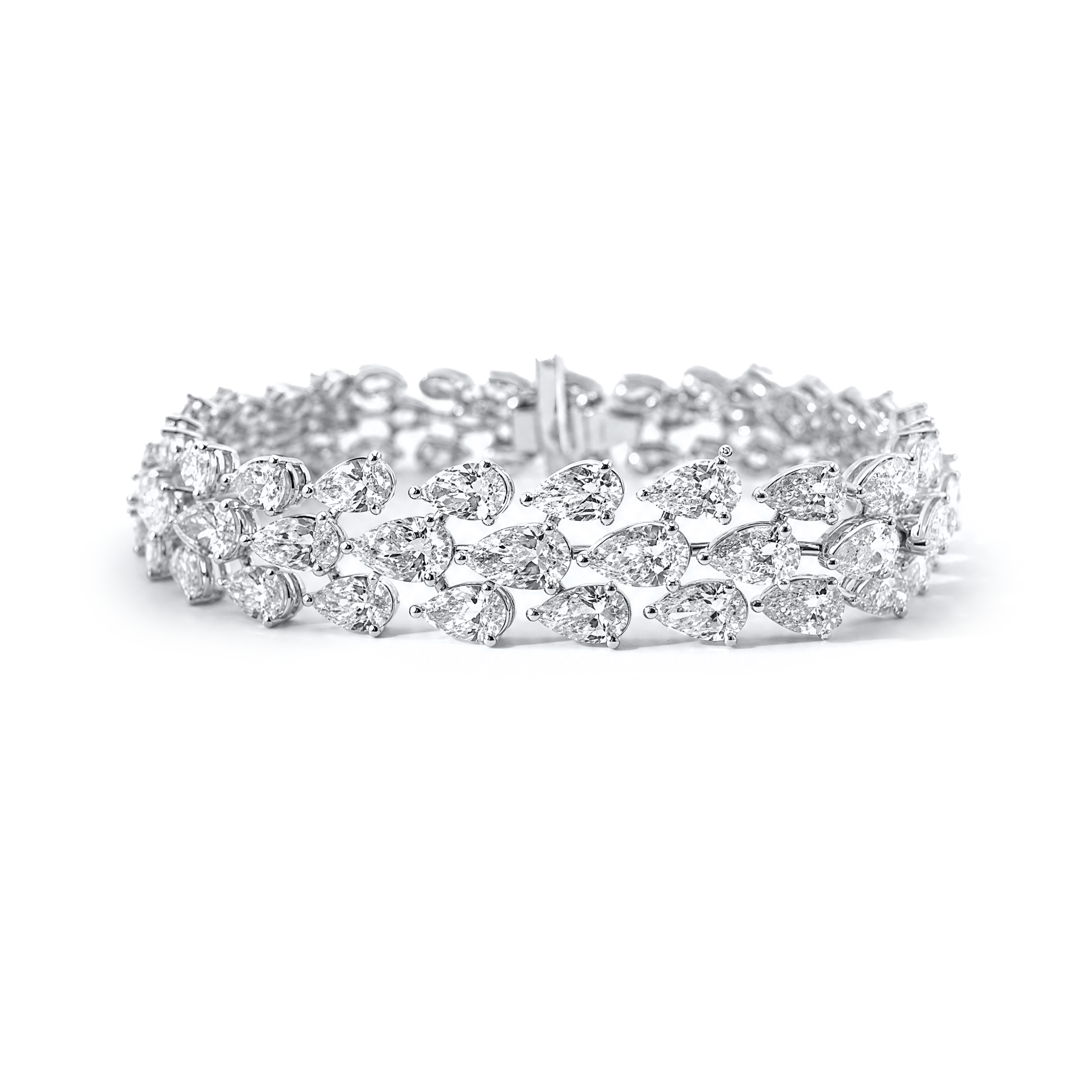 PS 1-2 17.46ct Multi-Row Pear Diamond Bracelet - Image 1