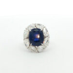 6.22ct Unheated Royal Blue Sapphire and White Gold Coctail Ring