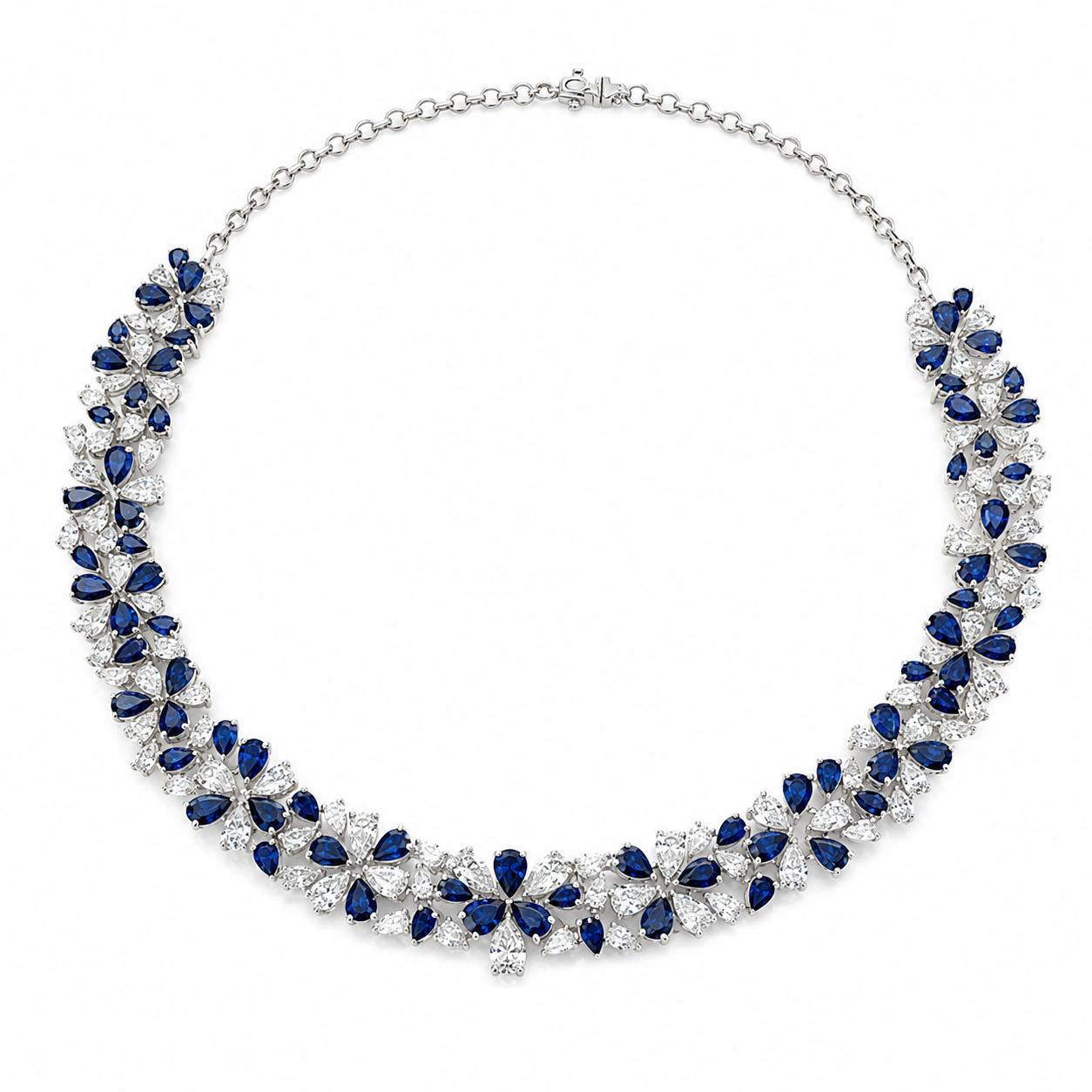 24024AF0-3C31-4E40-AEAA-006185C066DA 37.07ct Sapphire and White Diamond Necklace - Image 1