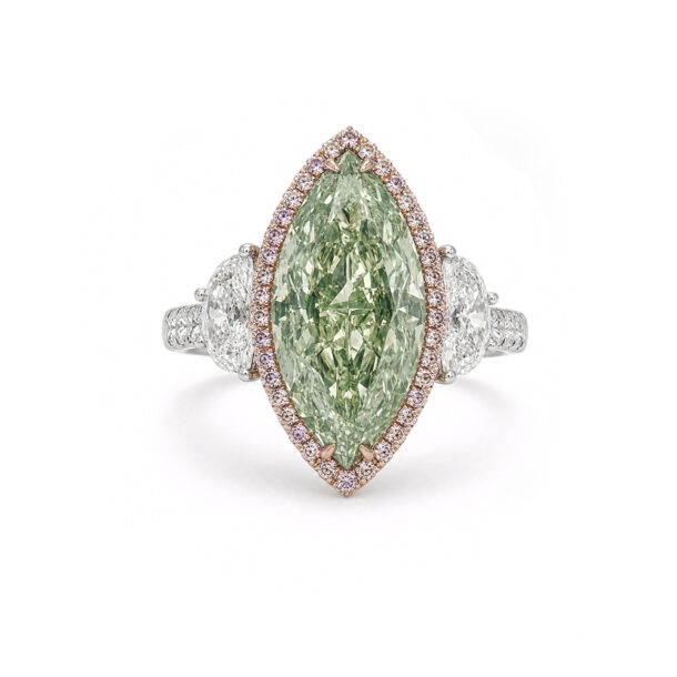 2.35ct Fancy Gray Greenish Yellow Marquis Diamond Ring