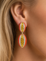 5.30ct Sapphire, Coral and Diamond Earrings - Image 2