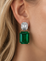 35.23ct Emerald and Diamond Earrings - Image 3