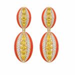 5.30ct Sapphire, Coral and Diamond Earrings