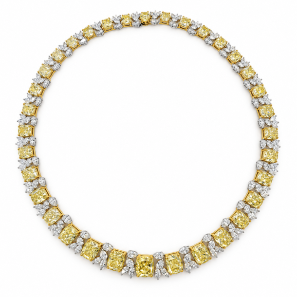 93.77ct Fancy Yellow and 24.78ct White Diamonds Necklace