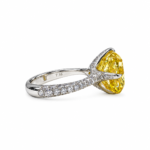7ct Cushion Cut Fancy Vivid Yellow Ring - Image 2