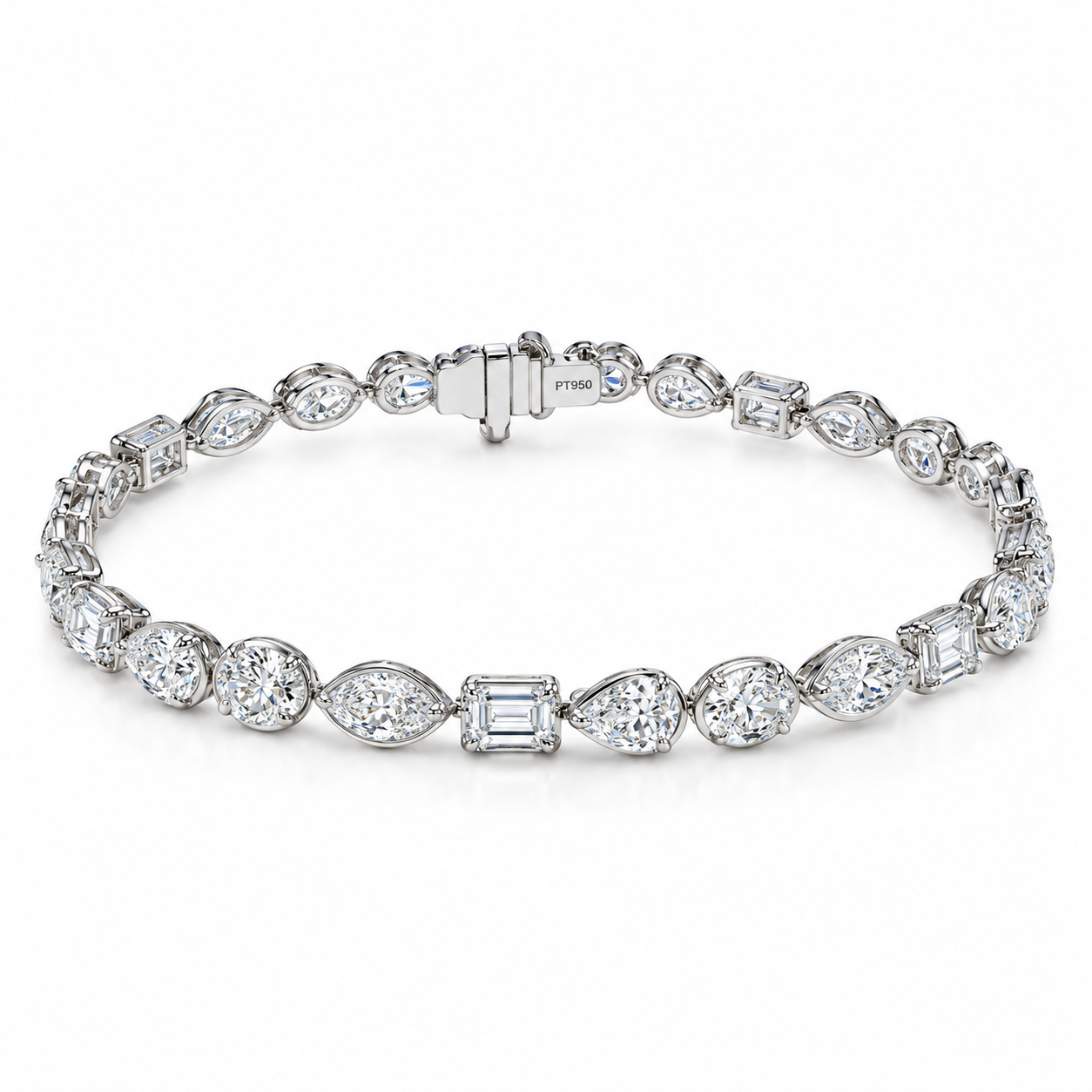 5BA6166F-D2E5-4C85-B45D-3F8031FCE07B 6.71ct Multi shaped Bezel Setting Diamonds Bracelet - Image 1