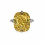 7ct Cushion Cut Fancy Vivid Yellow Ring