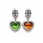 9.20ct Fanta Garnet and 7.70ct Green Tsavorite Heart Earrings - Image 2